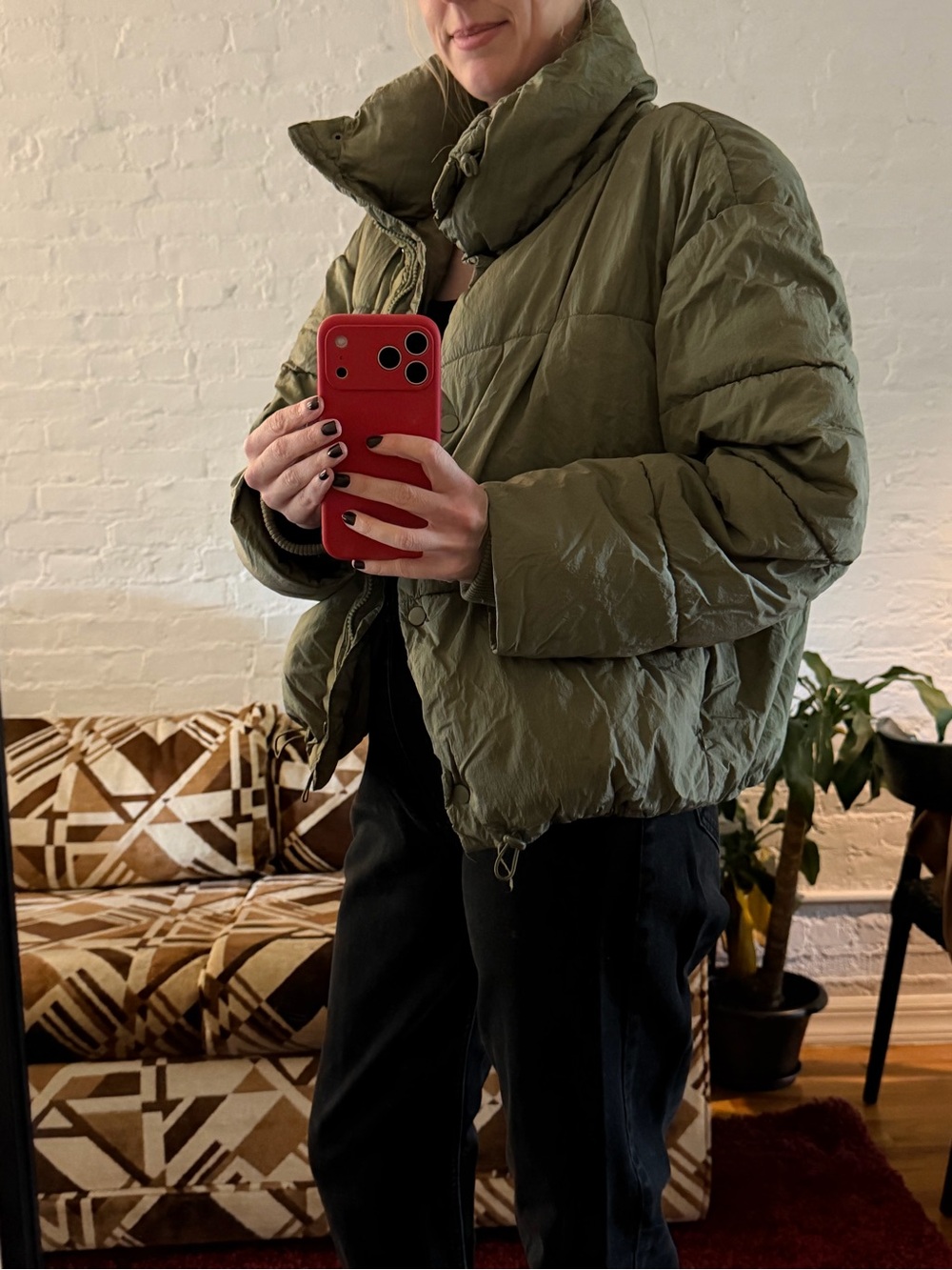 Zara Olive Green Puffer Jacket - women